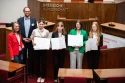 Die Finalsitinne mit Senatorin Aulepp und Dr. Bock (Leitung Jugend debattiert)